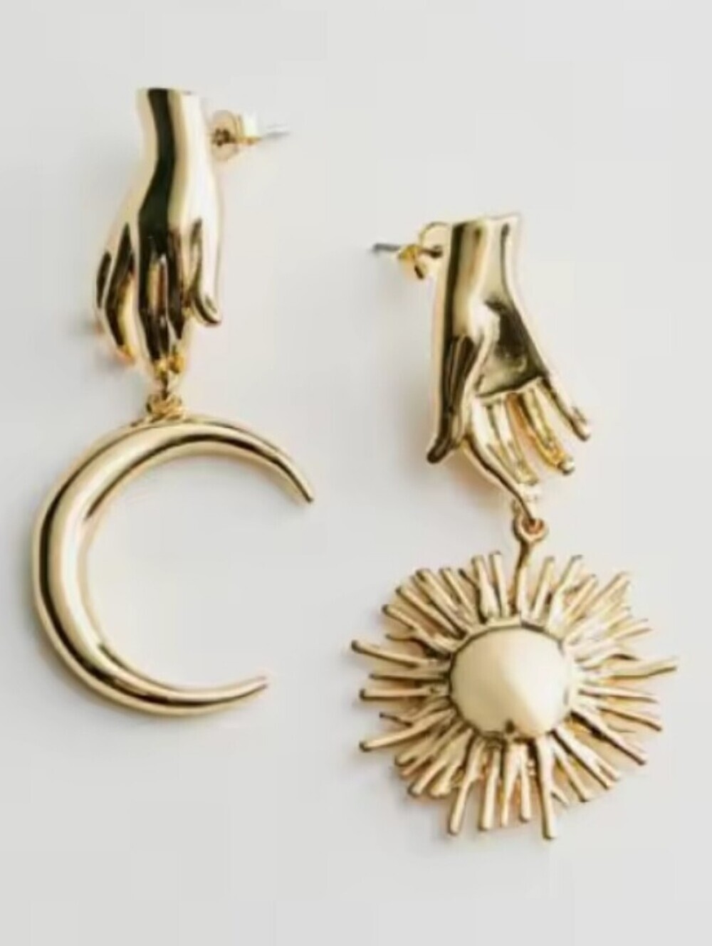 New! Gold Hand Sun & Moon Drop Earrings • NWOT #1095